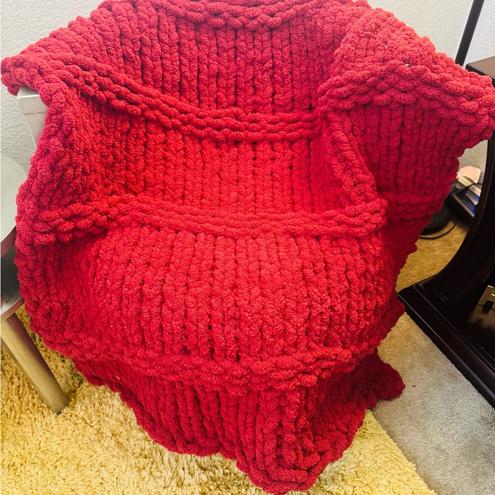 Cozy Rust Hand Crochet Throw Blanket